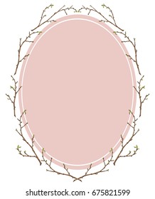 Frame from tree branches - green background, isolated object, vector illustration