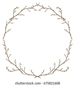 Rahmen aus Baumbrannten - grüner Hintergrund, einzelne Objekte, Vektorillustration