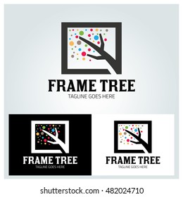 Frame Tree logo design template ,Vector illustration