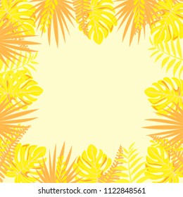Frame from trendy Summer Tropical Leaves.