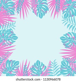 Frame from trendy Summer Tropical Leaves.