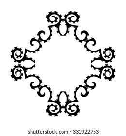 Frame tribal style vector black art design sketch pattern. Simple logo. Designer isolated abstract element on white background.