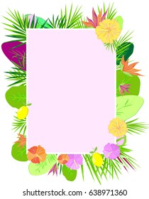 Frame tropic flowers vector