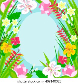 Frame of tropical flowers

