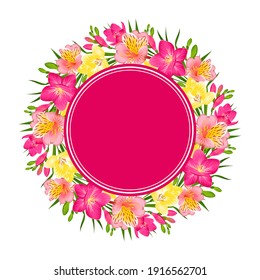 FRAME OF TROPICAL FLOWERS ON A WHITE BACKGROUND IN VECTOR