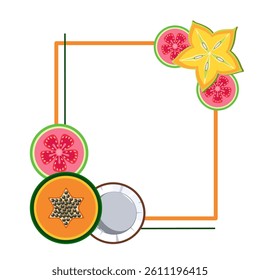 Frame with tropical fruits vector illustration 
