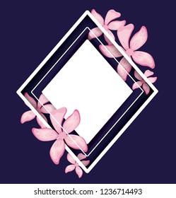 frame with tropical leafs decorative
