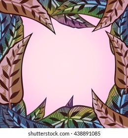 Frame with tropical leaves
