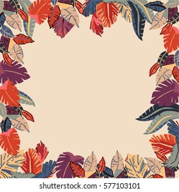 Frame with tropical leaves