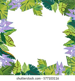 Frame with tropical leaves