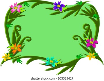Frame of Tropical Plants and Flowers