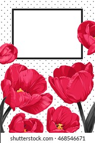 Frame with tulips. Vector illustration