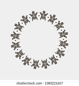 Frame with turtles. Linear graphics. Animal world under water in Maori style
