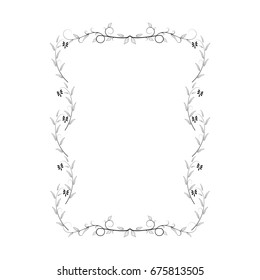 Frame of twig card. Fashion graphic background design. Modern stylish abstract texture. Monochrome template for prints, textiles, wrapping, wallpaper, website. Design element. Vector illustration