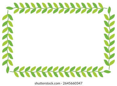 Frame of twigs with green leaves, vector illustration