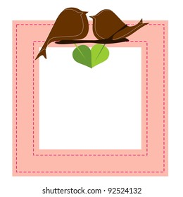 Frame with two birds for Valentines day, vector
