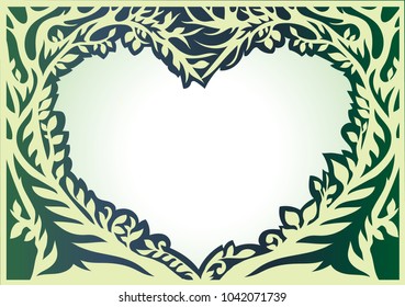 A frame of two trees in the shape of a heart with a place for your text