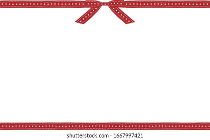 Frame with Tyrolean tape ribbon arranged up and down -red