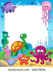 Frame with underwater animals 3 - eps10 vector illustration.
