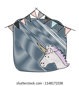frame with unicorn and party garlands