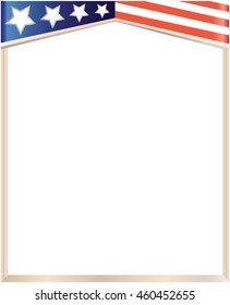 Frame with USA flag on white background with empty space