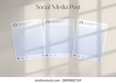 Frame User Interface Social Media Post Mockup template with Shadow Overlay Design Illustration