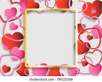 Frame for valentine concept. Template of heart shape vector. Vector illustration
