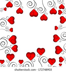 Frame valentines day background with hearts. Vector illustration