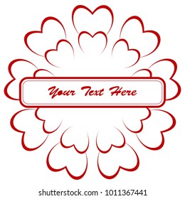 Frame for Valentine's Day. Empty place for text. Red heart on a white background. Greeting poster for lovers, wedding, birthday.