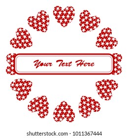 Frame for Valentine's Day. Empty place for text. Red heart on a white background. Greeting poster for lovers, wedding, birthday.