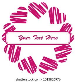 Frame for Valentine's Day. Empty place for text. Red heart on a white background. Greeting poster for lovers, wedding, birthday.