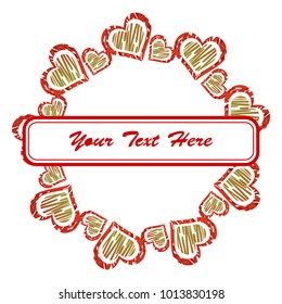 Frame for Valentine's Day. Empty place for text. Red heart on a white background. Greeting poster for lovers, wedding, birthday.