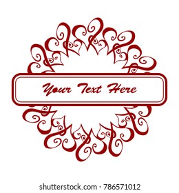 Frame for Valentine's Day. Empty place for text. Red heart on a white background. Greeting poster for lovers, wedding, birthday.