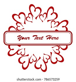 Frame for Valentine's Day. Empty place for text. Red heart on a white background. Greeting poster for lovers, wedding, birthday.

