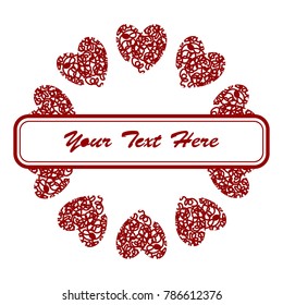 Frame for Valentine's Day. Empty place for text. Red heart on a white background. Greeting poster for lovers, wedding, birthday.