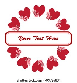 Frame for Valentine's Day. Empty place for text. Red heart on a white background. Greeting poster for lovers, wedding, birthday.