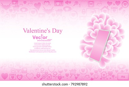 frame valentine's day icon technology online smartphone background pink concept