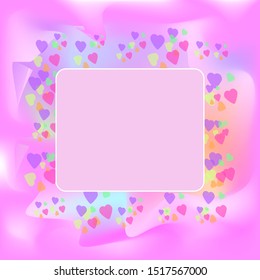  frame of valentines dey. vector card with confetti hearts,invitation card.