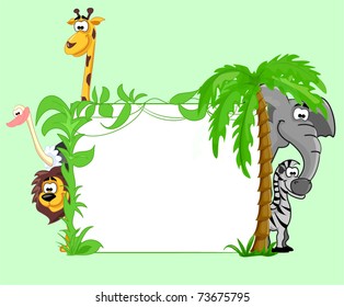 frame with a variety of cute animals