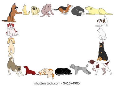 Dogs Group Looking Blank Board Rear Stock Vector (Royalty Free) 539266162