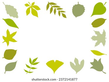 A frame of various leaves. Hand Drawn. Freehand drawing. Doodle. Sketch. Outline. 