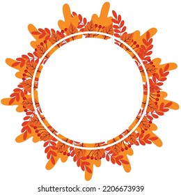 frame vector with autumn leaves. empty white round frame in the center of autumn leaves