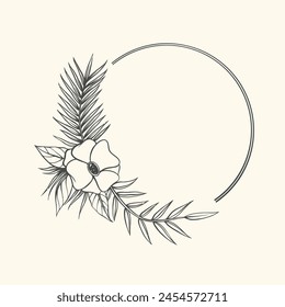 Frame vector in black floral ornament style set