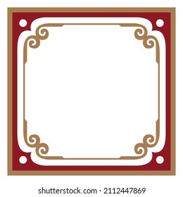 Frame vector Chinese style, baroque border classic style, Red and gold decorative elements for design invitation, greeting card, label, cover book, wedding decoration and laser cutting, place for text