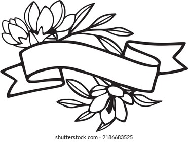 flowery border black and white clipart