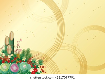 Datos del vector del cuadro de Kadomatsu con el patrón japonés y el lujo