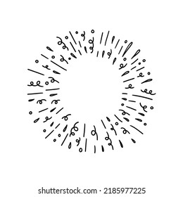 Frame vector doodle, hand drawn design element. Sun burst sketch illustration