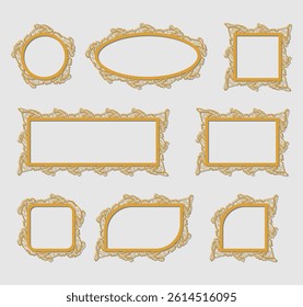 Frame vector floral ornament style set design