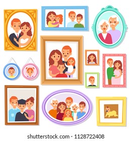 Frame Vector Framing Picture Or Family Photo On Wall For Decoration Illustration Set Of Vintage Decorative Border For Photography With Kids And Parents Isolated On White Background