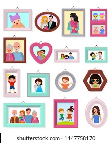 Frame Vector Framing Picture Or Family Photo For Wall Decoration Illustration Set Of Vintage Decorative Border For Photography Or Portrait With Kids And Parents Isolated On White Background